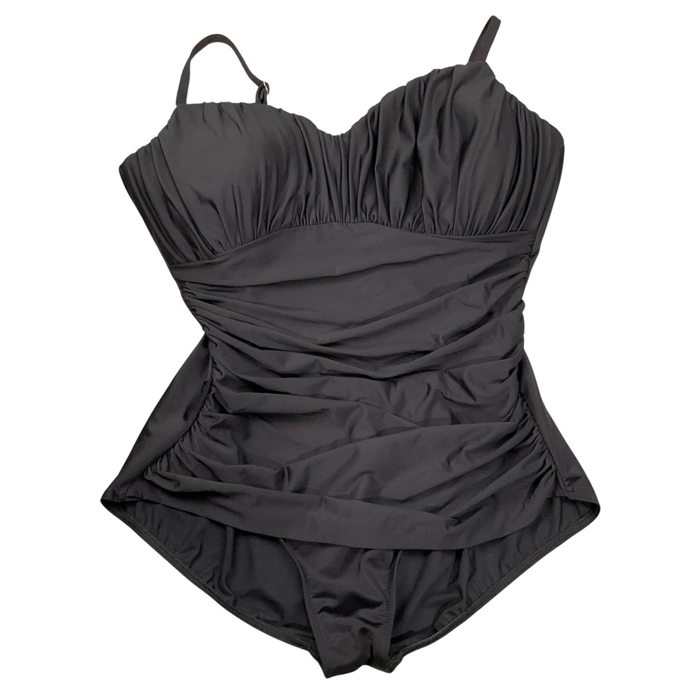 Miraclesuit‎ 1 Pc Swimsuit Women 12 Black Goddess Classic Shapewear Beach Retro